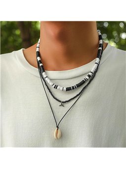 Collana multilivello Ocean Soul con conchiglia e coda di balena