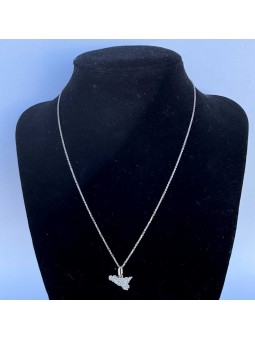 Collana con Ciondolo a Forma di Sicilia mm 10x15 con Smalto Glitter in Argento 925