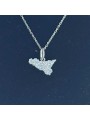 Collana con Ciondolo a Forma di Sicilia mm 10x15 con Smalto Glitter in Argento 925