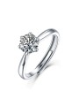 Anello solitario in argento 925 con moissanite rotonda 0.5 ct e 6 griffe