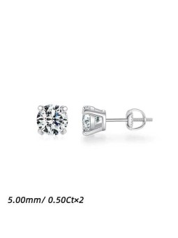 Orecchini punto luce in argento 925 con moissanite 0.50 ct ciascuno