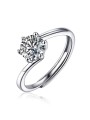 Anello solitario in argento 925 con moissanite 1 carato e 6 griffe