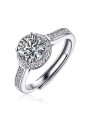 Anello solitario in argento 925 con moissanite rotonda da 1 carato