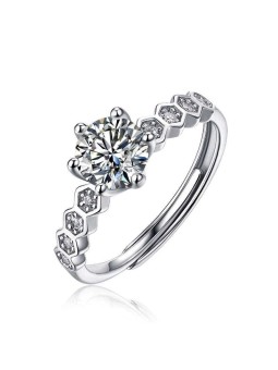 Anello in argento 925 con moissanite centrale + 8 sul gambo