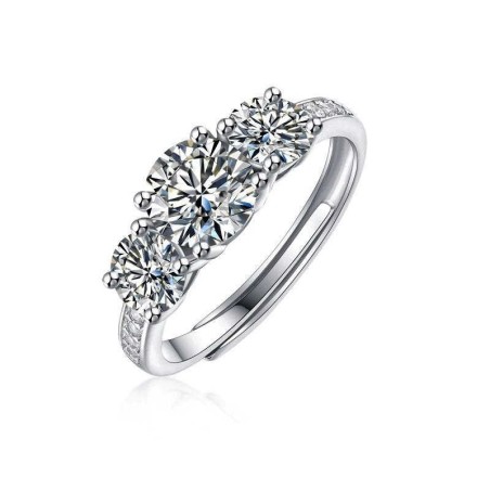 Anello donna in argento 925 stile trilogy con tre pietre moissanite