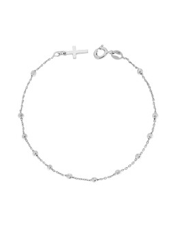 Bracciale rosario cm 17 con grani diamantati mm 2,5 e croce pendente in argento 925