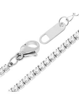 Bracciale tennis griffe cm 17+3 con zirconi bianchi mm 2 in acciaio