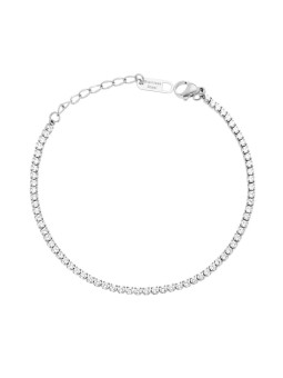 Bracciale tennis griffe cm 17+3 con zirconi bianchi mm 2 in acciaio