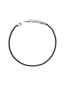 Bracciale tennis cm regolabili 18-21 con zirconi neri mm 2 in acciaio