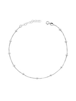 Cavigliera catena veneziana diamantata con palline lisce in argento 925