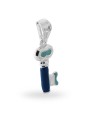 Ciondolo per bimbo e bimba con chiave smaltata blu in argento 925