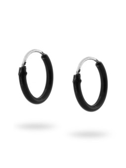 Orecchini a cerchio con smalto nero in argento 925