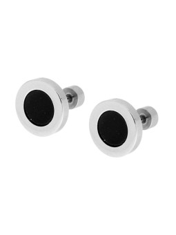 Orecchini tondo mm 10 con onice nero in acciaio chirurgico
