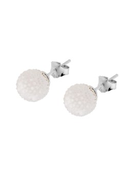 Orecchini con sfera crystal trasparente 10 mm in argento 925