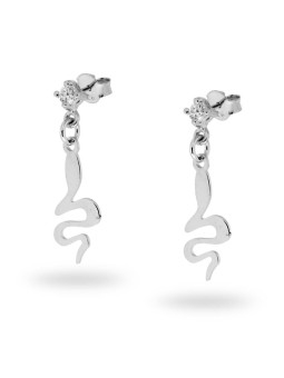 Orecchini punto luce bianco con accessorio pendente serpente in argento 925