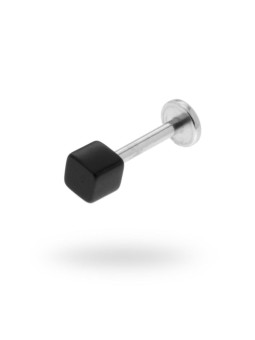 Body piercing labret mm 11 con cubo nero mm 3 in acciaio chirurgico