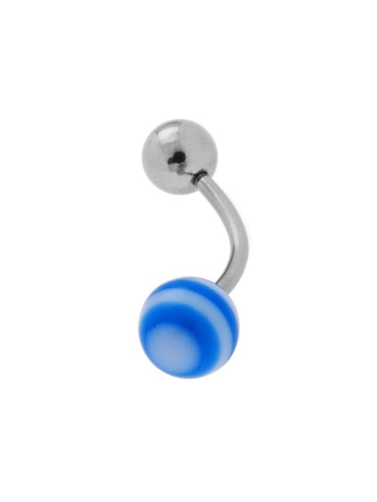 Body pearcing banana mm 20 con palline blu mm 5 e mm 6 in acciaio chirurgico