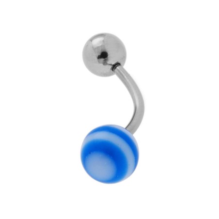 Body pearcing banana mm 20 con palline blu mm 5 e mm 6 in acciaio chirurgico