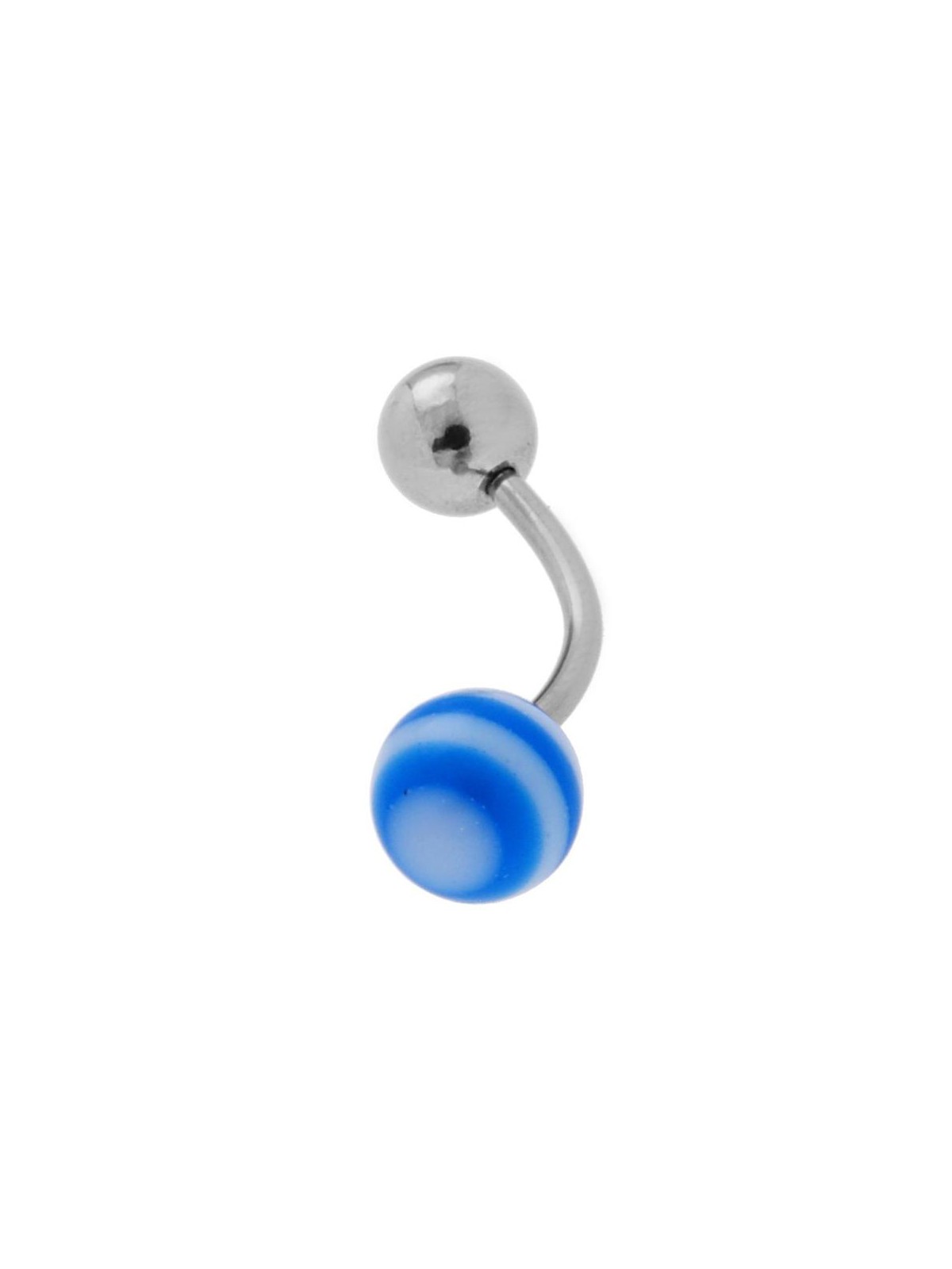 Body pearcing banana mm 20 con palline blu mm 5 e mm 6 in acciaio chirurgico