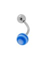 Body pearcing banana mm 20 con palline blu mm 5 e mm 6 in acciaio chirurgico