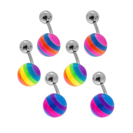 Body pearcing banana mm 20 con palline multicolor mm 5 e mm 8 in acciaio chirurgico