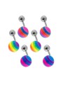 Body pearcing banana mm 20 con palline multicolor mm 5 e mm 8 in acciaio chirurgico